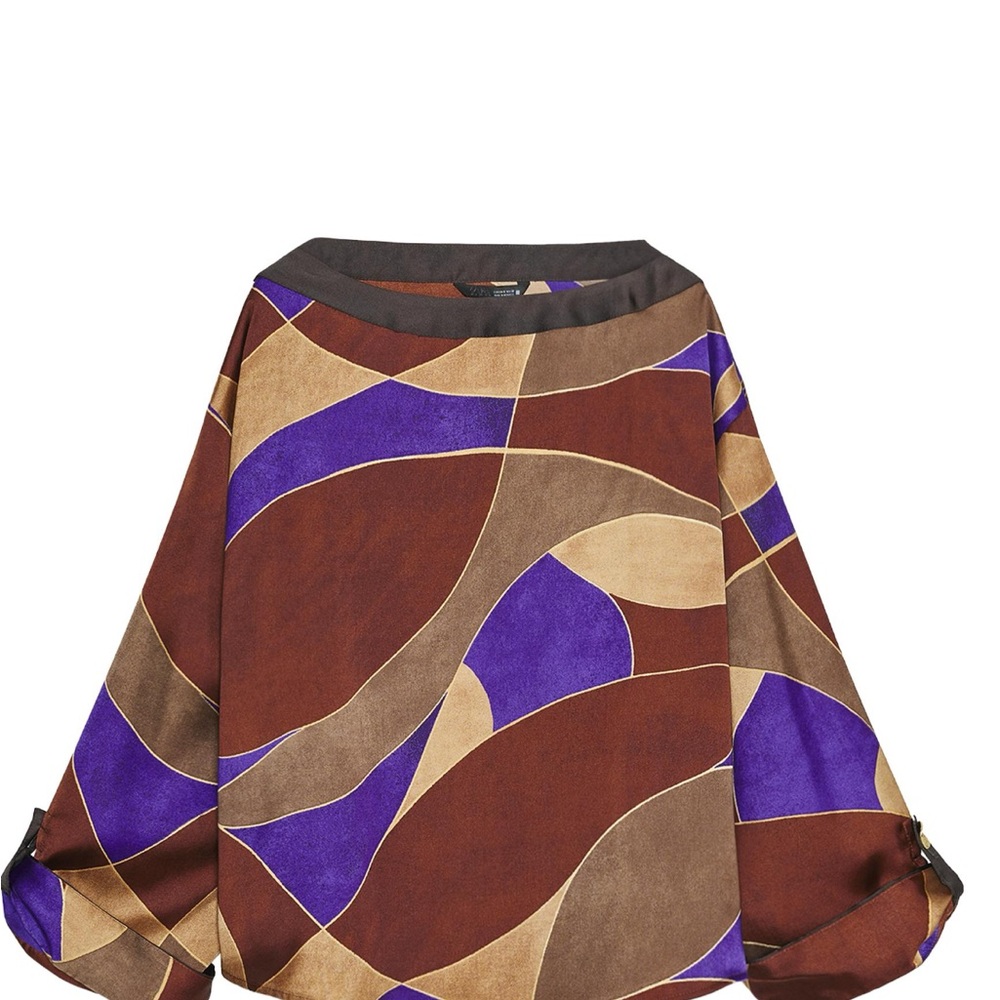 Zara Multicolor Abstract Retro Top